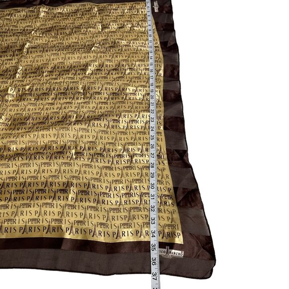 J. Mico Sancho Paris Women's Large Gold & Brown Scarf - Picture 5 of 7